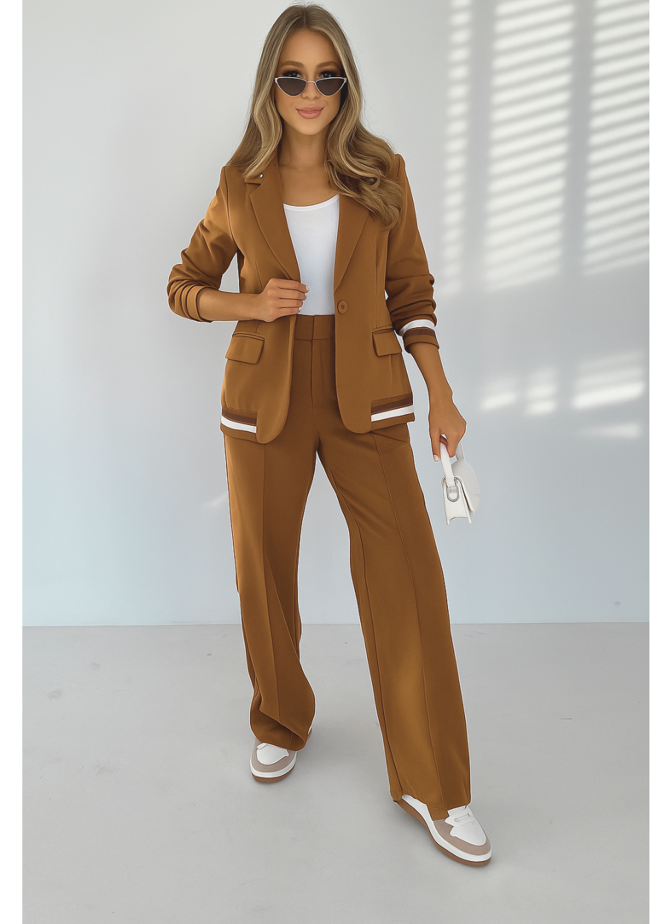 Mel | Sporty Stripe Blazer & Wide Leg Pants Set