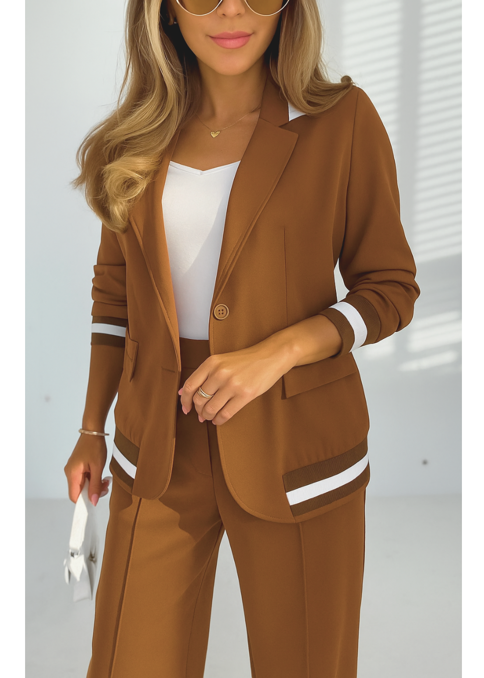 Mel | Sporty Stripe Blazer & Wide Leg Pants Set