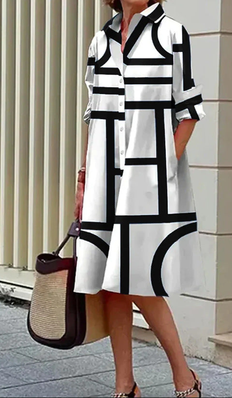 Joan | Midi Dress with Geometric Pattern