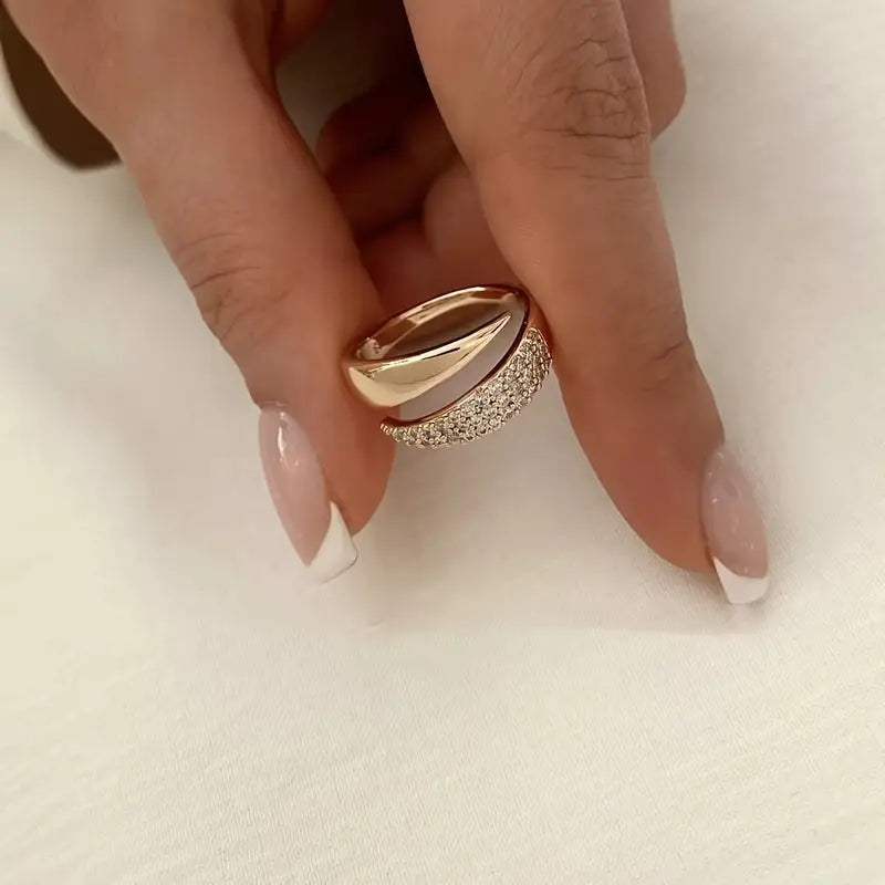 Elegant Gold Ring with Sparkling Zirconia – Buy 1 Get 1 Free - use code RING1PLUS1