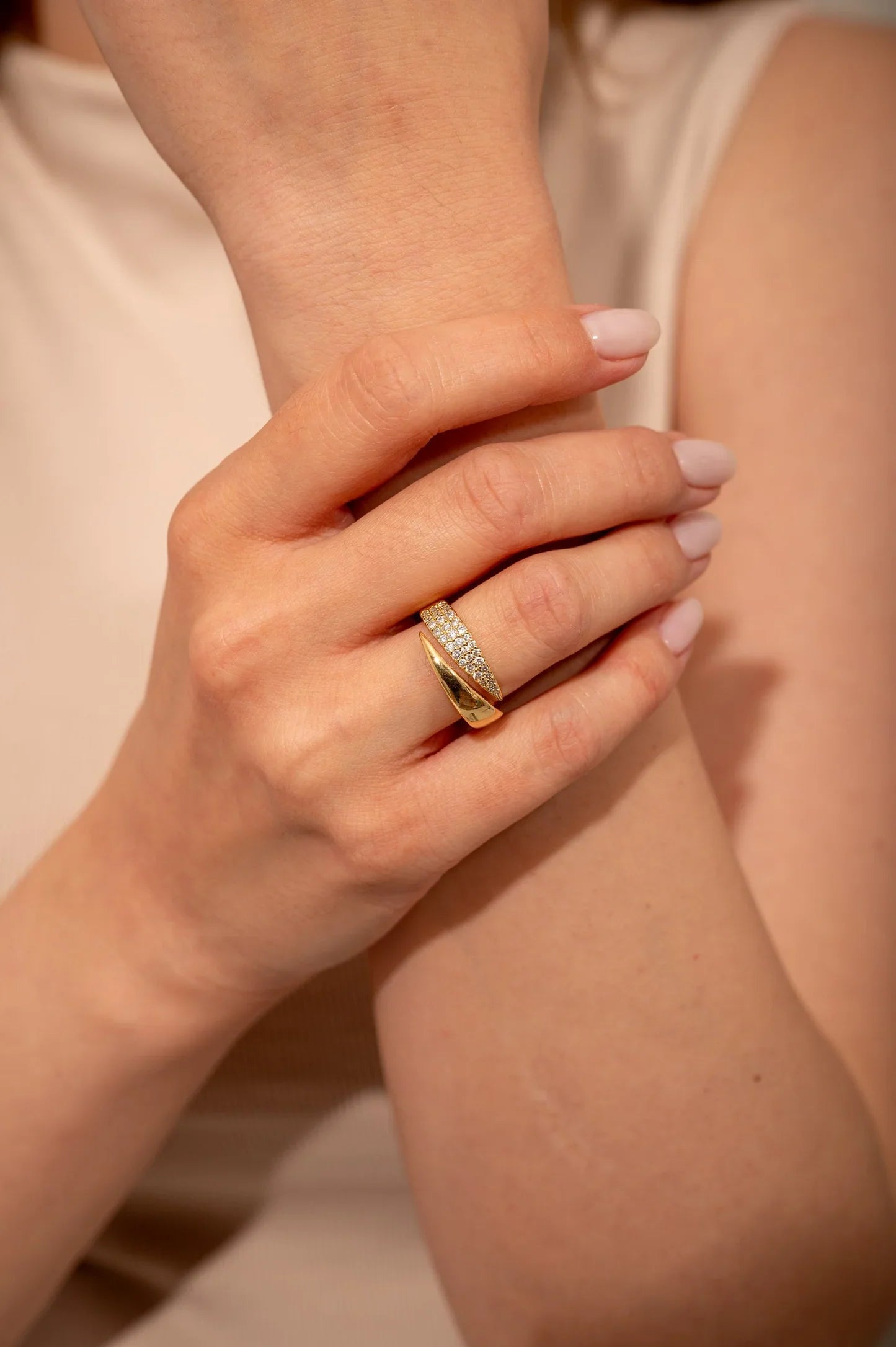 Elegant Gold Ring with Sparkling Zirconia – Buy 1 Get 1 Free - use code RING1PLUS1