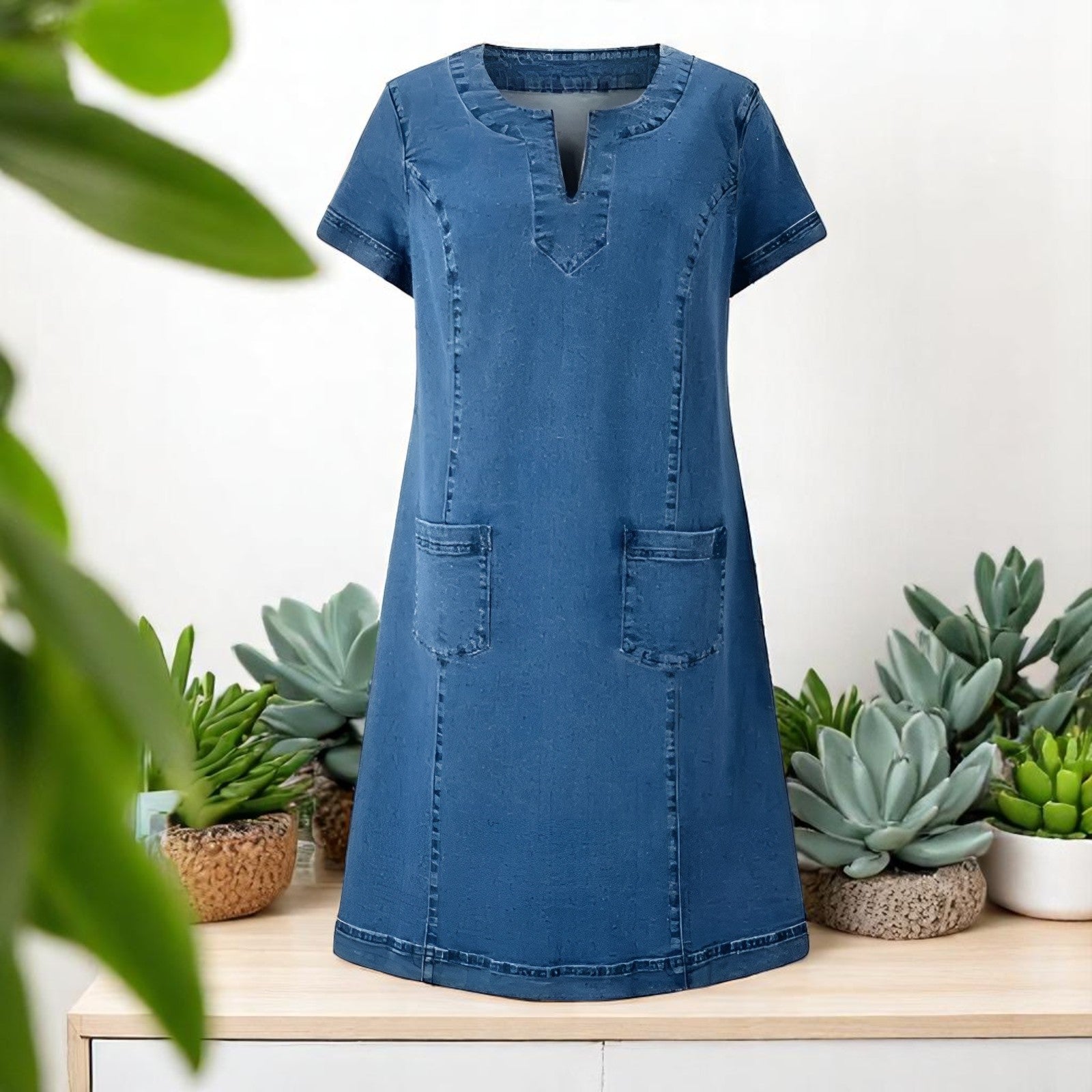 Grace | Soft Denim Dress with Front Pockets
