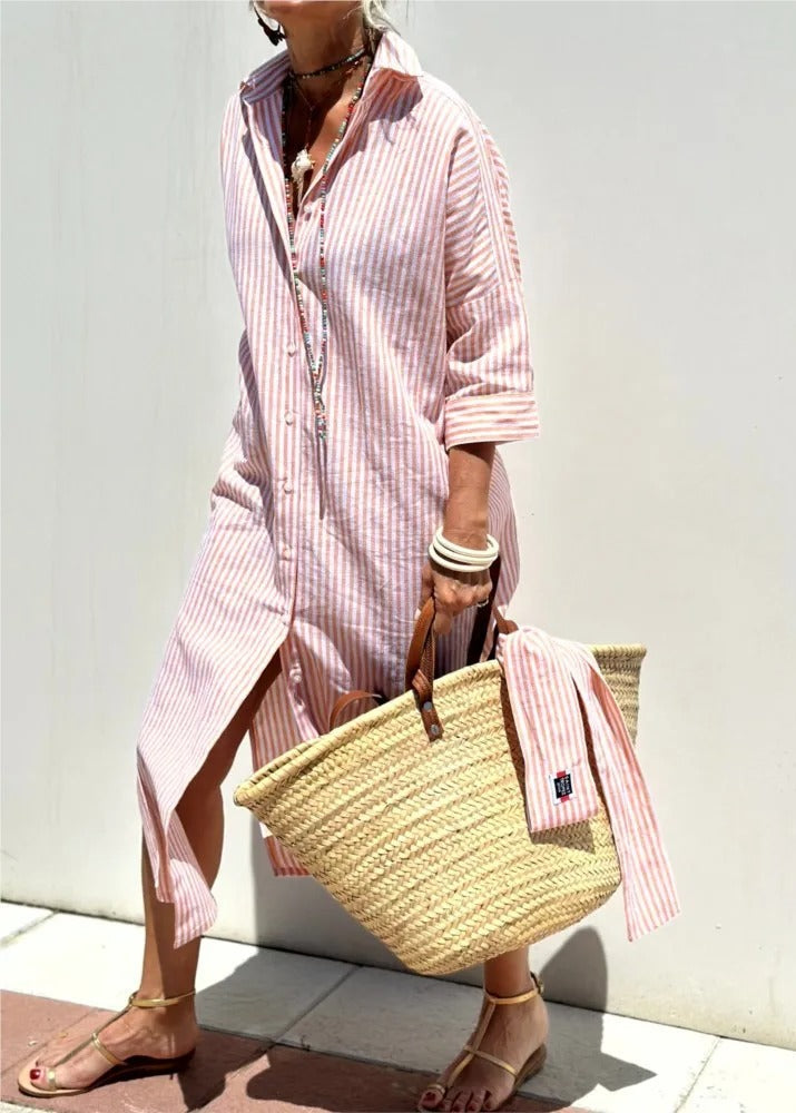 Harper | Striped dress with collar