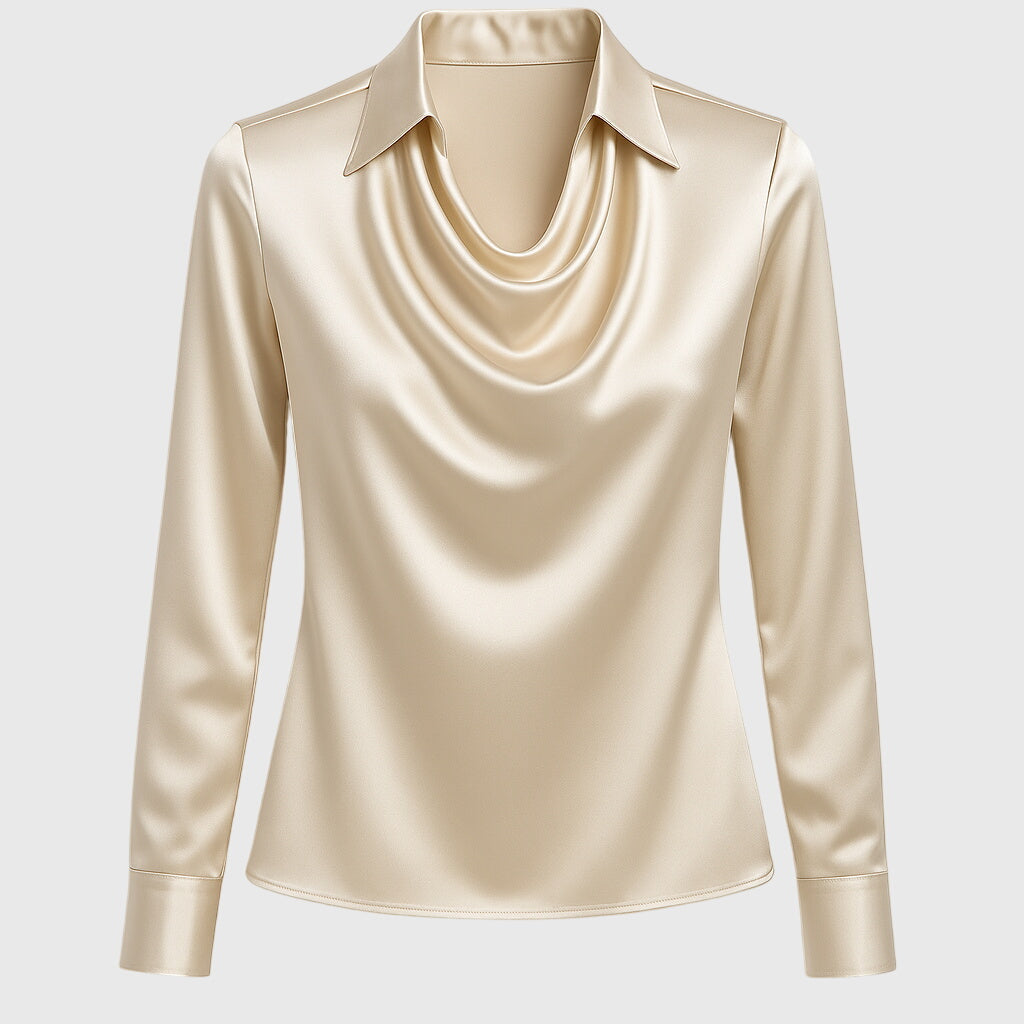 Sophia | Blouse with luxurious sheen and draped neckline