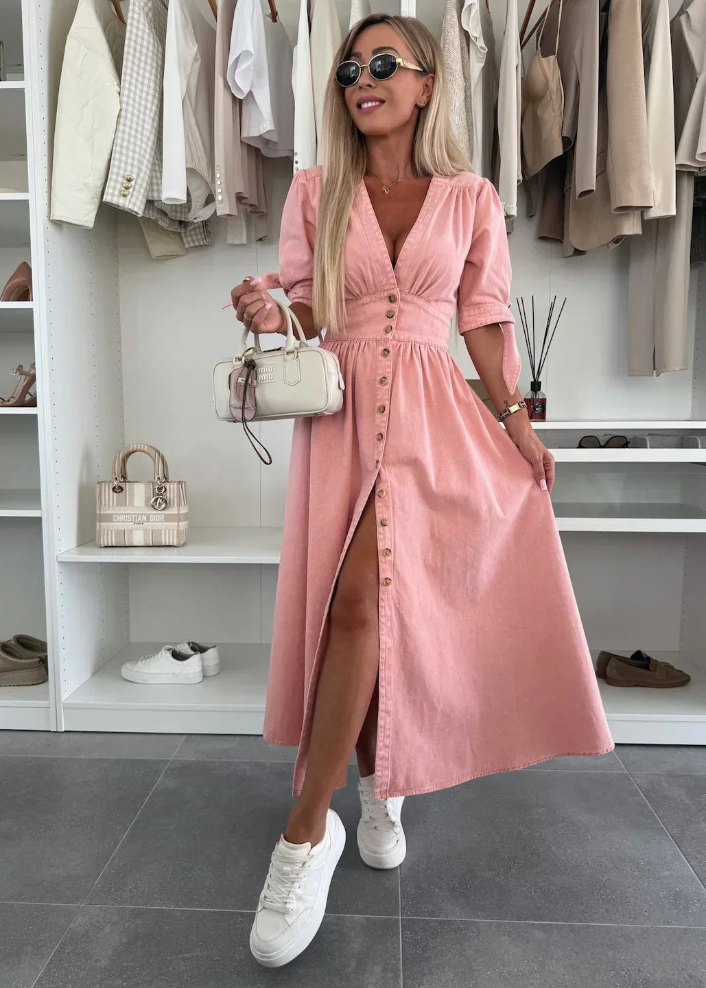 Daisy Lou | Elegant Button-Down Dress