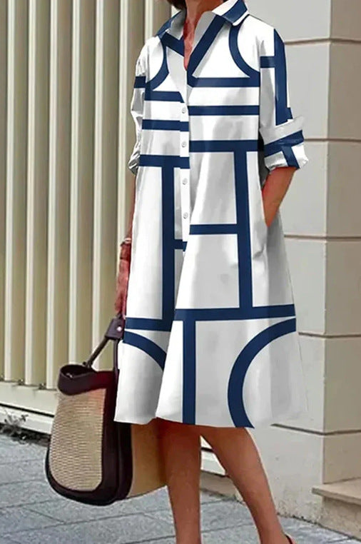 Joan | Midi Dress with Geometric Pattern