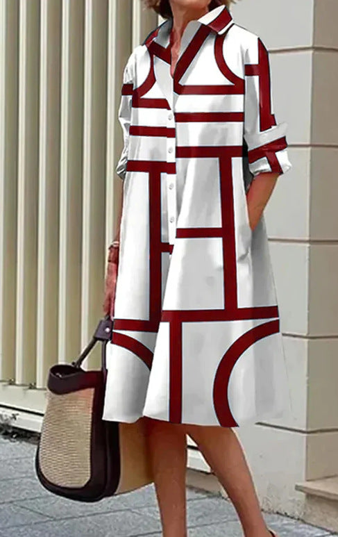 Joan | Midi Dress with Geometric Pattern