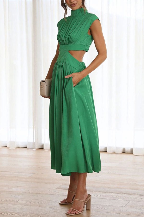 Paisley | Stylish Midi Dress with Pockets and Cut-Out