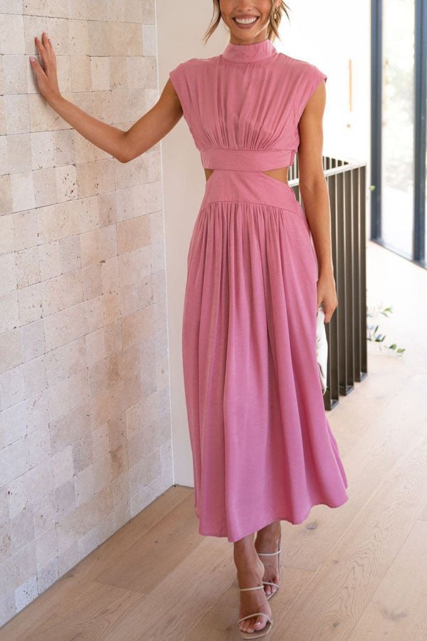 Paisley | Stylish Midi Dress with Pockets and Cut-Out
