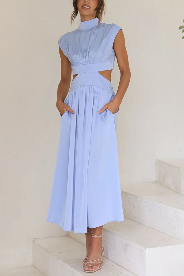 Paisley | Stylish Midi Dress with Pockets and Cut-Out