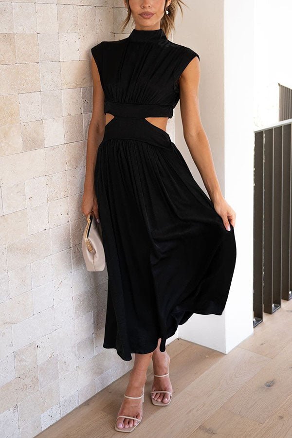 Paisley | Stylish Midi Dress with Pockets and Cut-Out