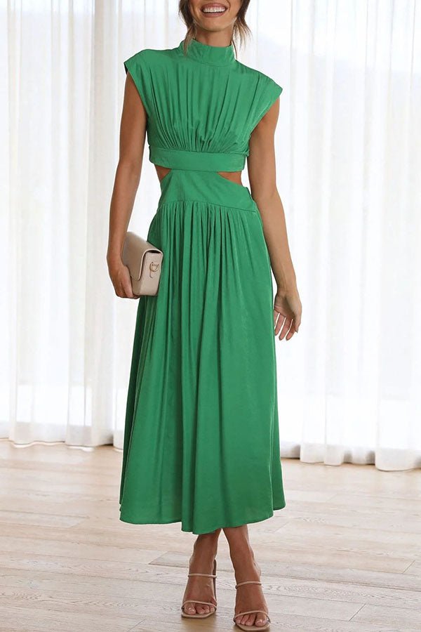 Paisley | Stylish Midi Dress with Pockets and Cut-Out