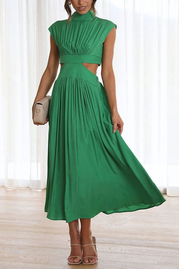 Paisley | Stylish Midi Dress with Pockets and Cut-Out
