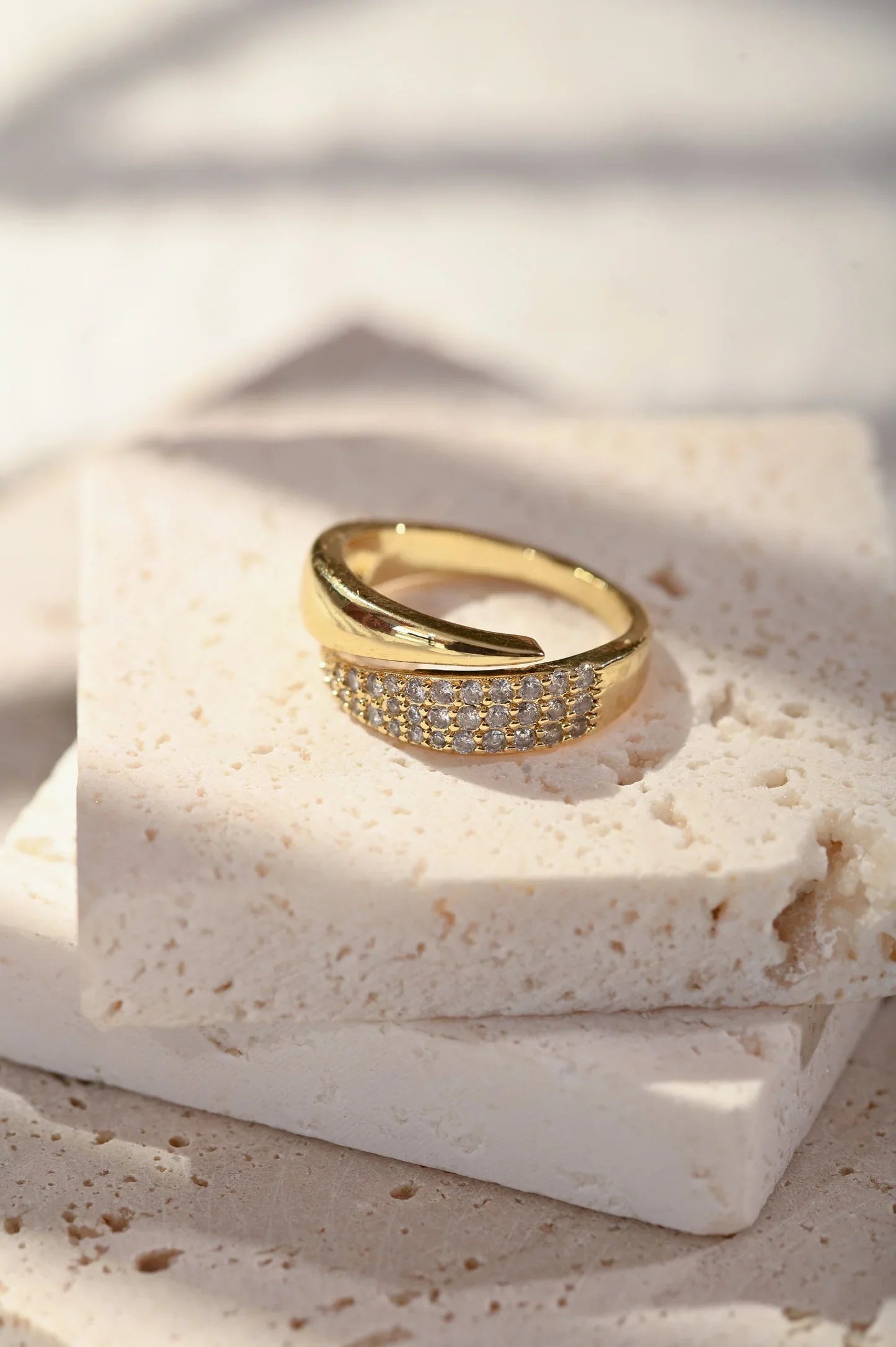 Elegant Gold Ring with Sparkling Zirconia – Buy 1 Get 1 Free - use code RING1PLUS1