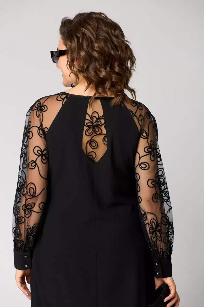 Audrey | Elegant black dress with lace sleeves