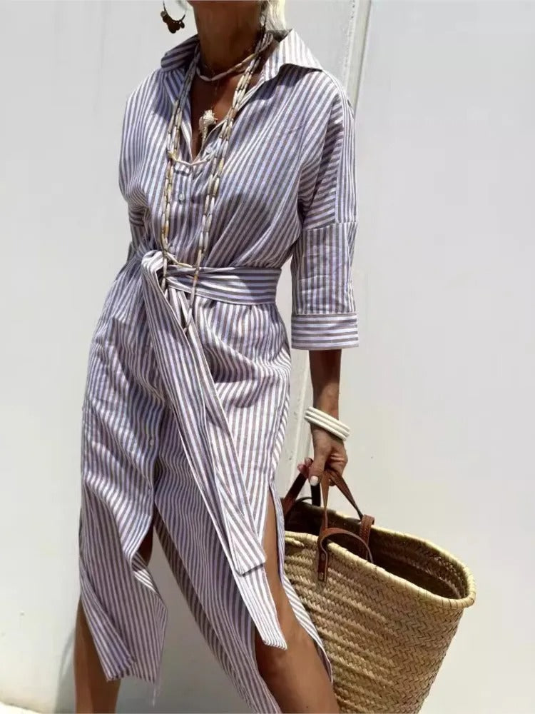 Harper | Striped dress with collar