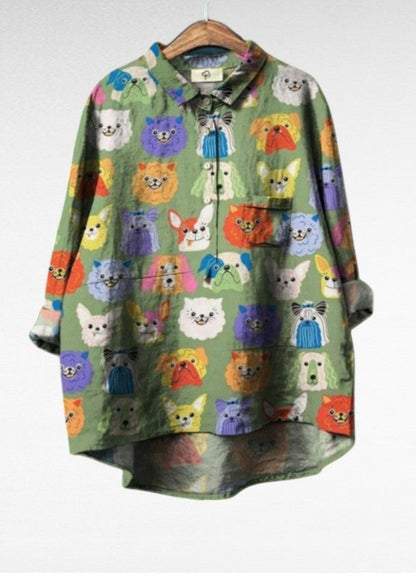 Tully Jane | Exclusive Women's Blouse with Dog Print