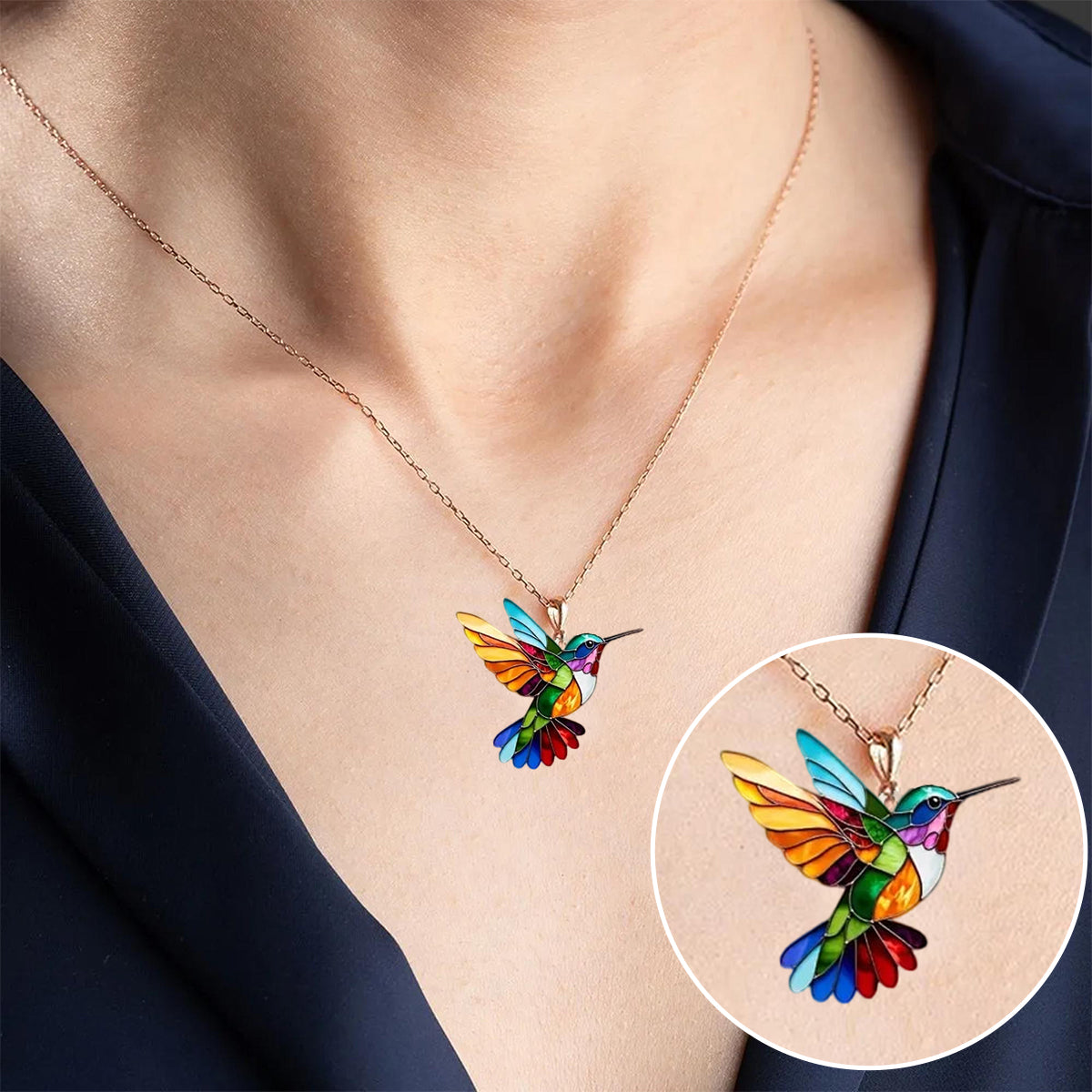 Multicolor Hummingbird Necklace – A Must-Have for Bird Lovers & Jewelry Enthusiasts