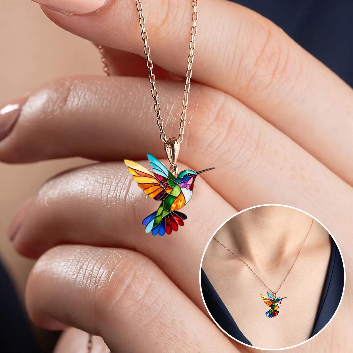 Multicolor Hummingbird Necklace – A Must-Have for Bird Lovers & Jewelry Enthusiasts