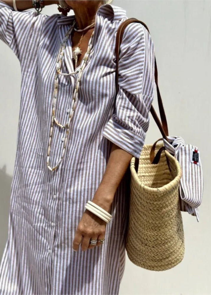 Harper | Striped dress with collar