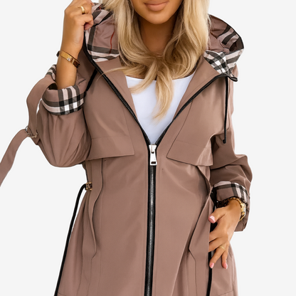 Ruby | Hooded Check Trench Coat