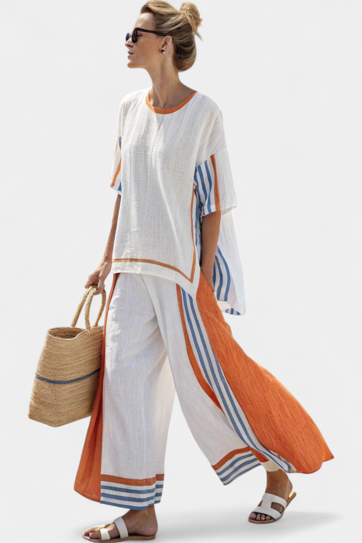 Amé | Breezy Two-Piece Set with Stripes and Oversized Fit