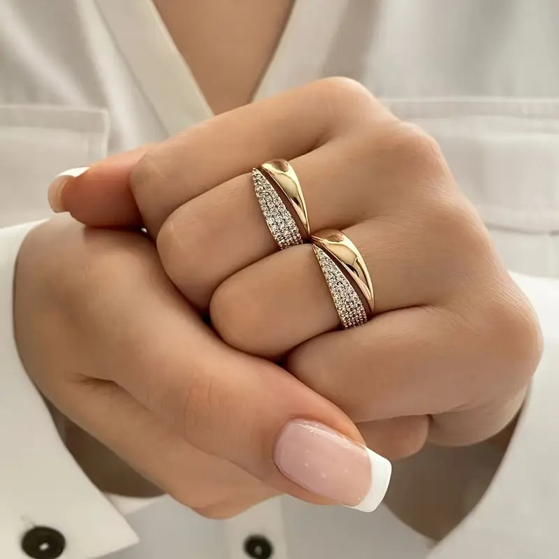 Elegant Gold Ring with Sparkling Zirconia – Buy 1 Get 1 Free - use code RING1PLUS1