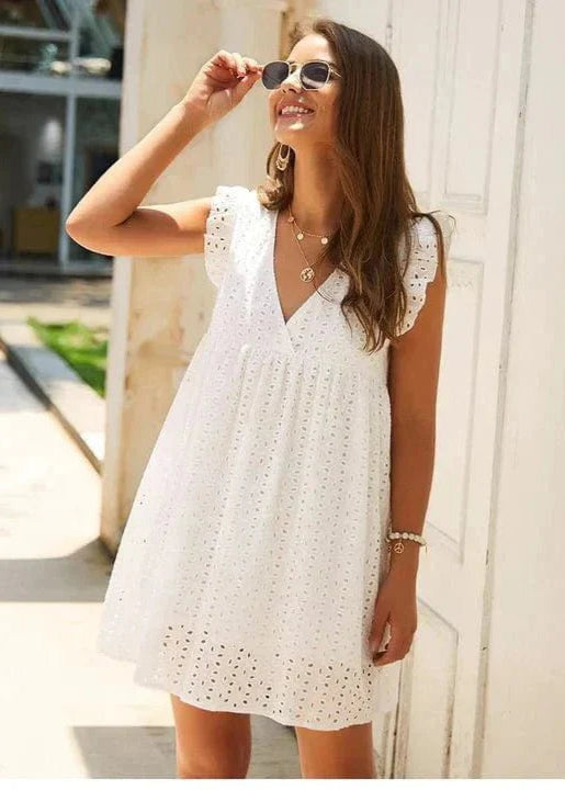 Lotus | Ibiza White Lace Dress