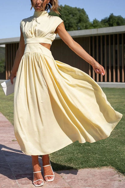 Paisley | Stylish Midi Dress with Pockets and Cut-Out