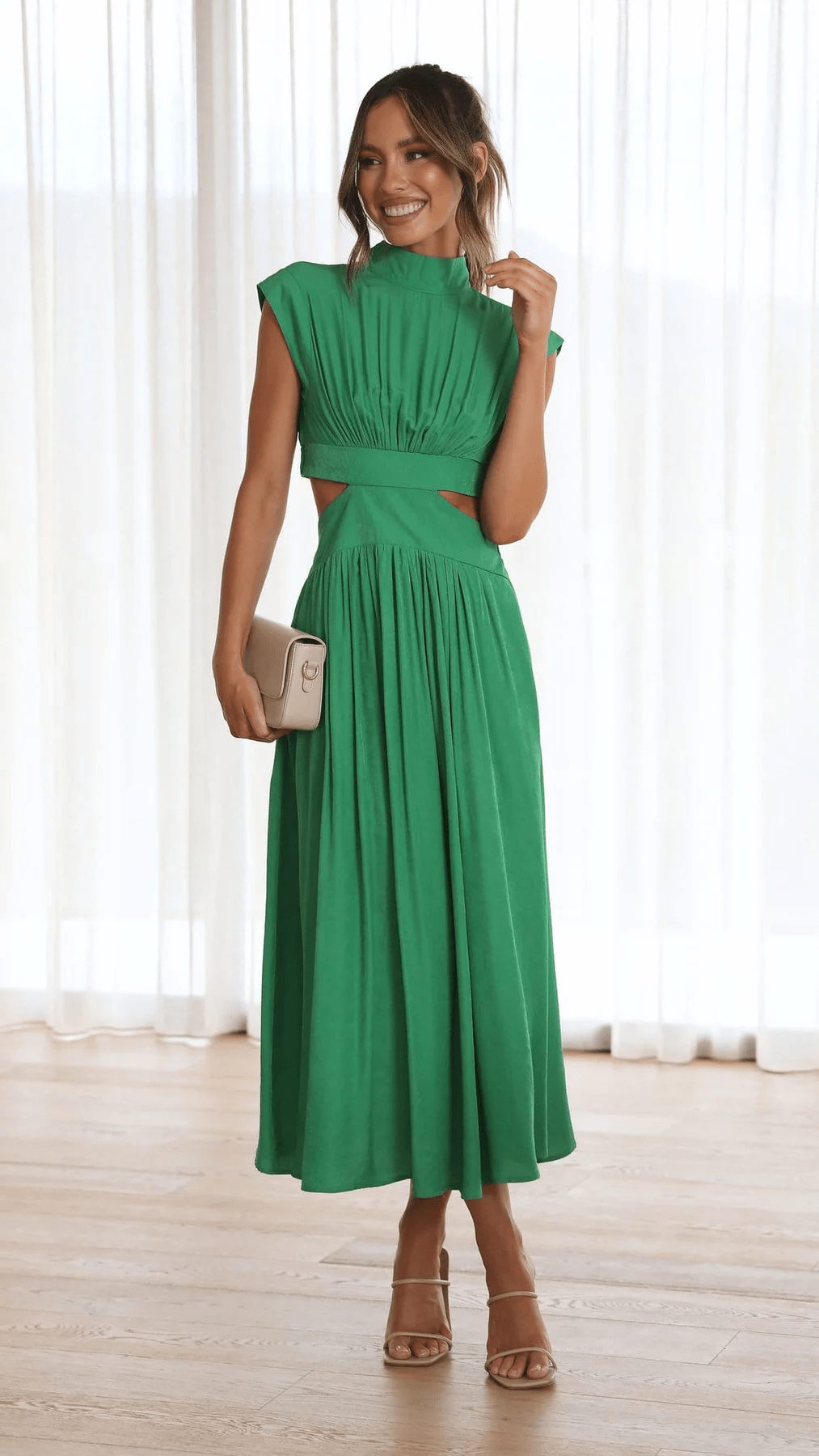Paisley | Stylish Midi Dress with Pockets and Cut-Out