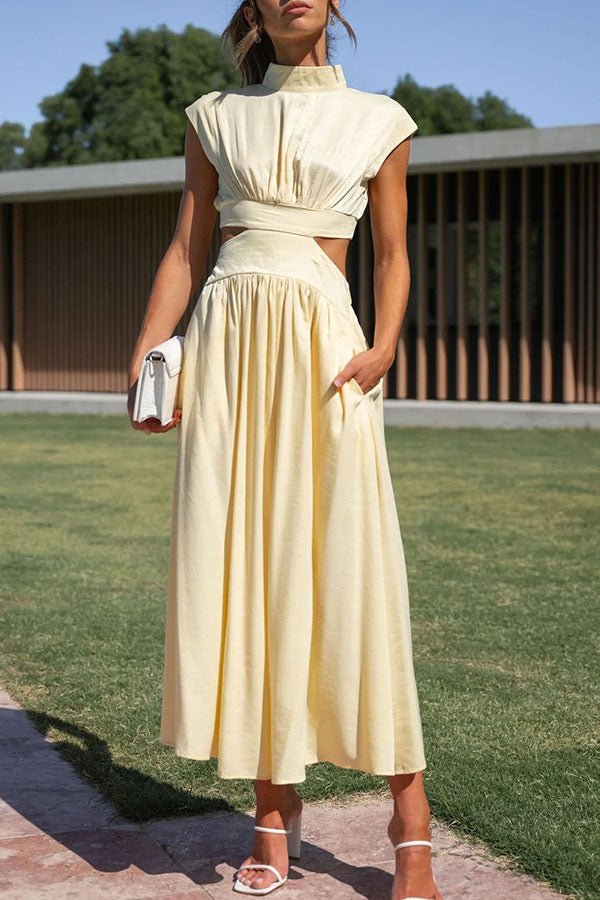 Paisley | Stylish Midi Dress with Pockets and Cut-Out