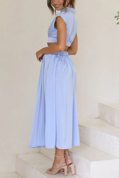 Paisley | Stylish Midi Dress with Pockets and Cut-Out