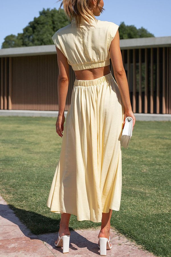 Paisley | Stylish Midi Dress with Pockets and Cut-Out